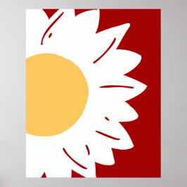 Witte Madelief met Gele Midden op Rode Abstracte  Poster