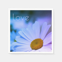 Witte Madelief Met Lichtblauw Servet