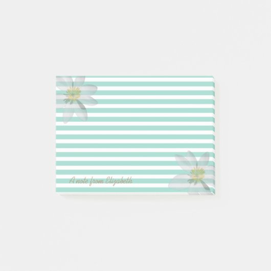 Witte madelief op strepen - gepersonaliseerd post-it® notes (Voorkant)