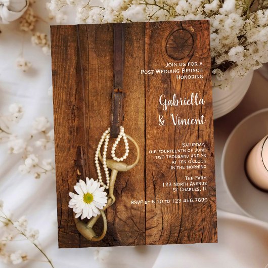 Witte Madelief Paardenbit Western Post Bruiloft Br Kaart