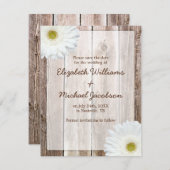 Witte Madelief Rustieke Schuur Save the Date Aanko (Voorkant / Achterkant)