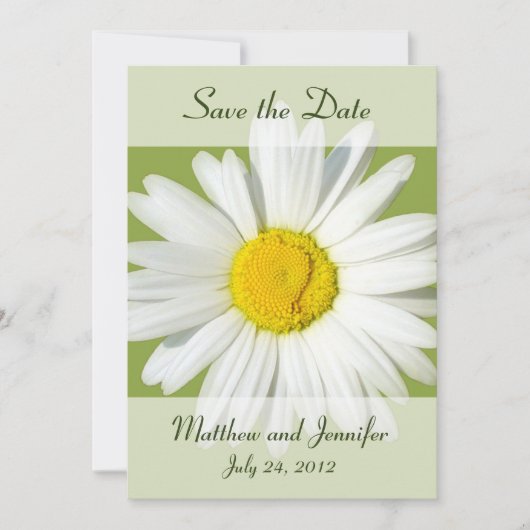 Witte Madelief Save the Date Aankondigingskaart (Voorkant)