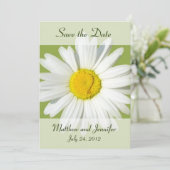Witte Madelief Save the Date Aankondigingskaart (Staand voorkant)