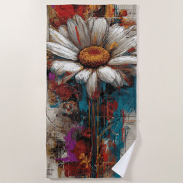 Witte Madelief Urban Collage Bloem Kunst Strandlaken
