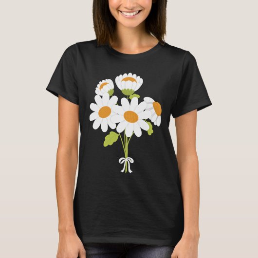 Witte madeliefbundel t-shirt (Voorkant)