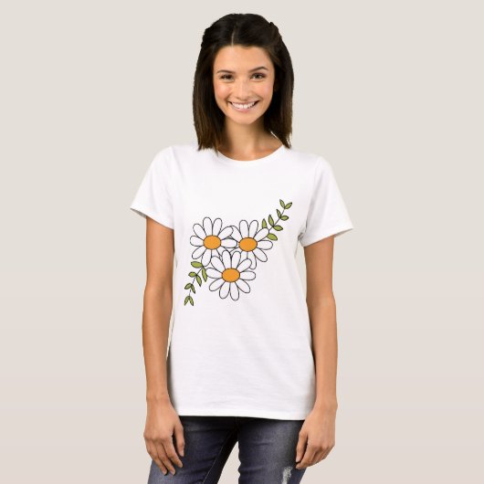 Witte madeliefbundel t-shirt (Voorkant volledig)