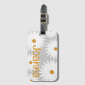 Witte madeliefje aanpasbaar bagagelabel (Voorkant (verticaal))