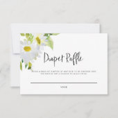 Witte madeliefje Baby shower Luier Raffle Kaart (Voorkant)