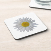 Witte madeliefje bloem, bloeiende madeliefje, bloe bier onderzetter (Linkerzijde)