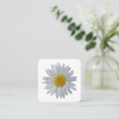 Witte madeliefje bloem, bloeiende madeliefje, bloe vierkante visitekaartje (Staand voorkant)
