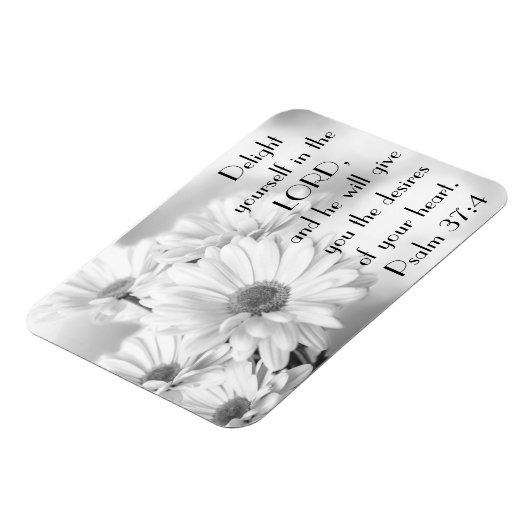 Witte madeliefje bloemen bijbel vers Psalm 37:4 Ma Magneet (Linkerzijde)