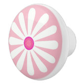 Witte madeliefje met roze keramische knop (Rechts)