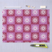 Witte madeliefje op Rode en Roze Checkerboards Tissuepapier (Craft)