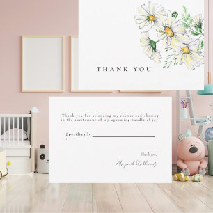 Witte Madeliefjes Baby Shower Dank Je Bedankkaart
