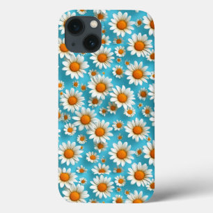 Witte Madeliefjes Blauwe Elegante Bloemige Ontwerp Case-Mate iPhone Case