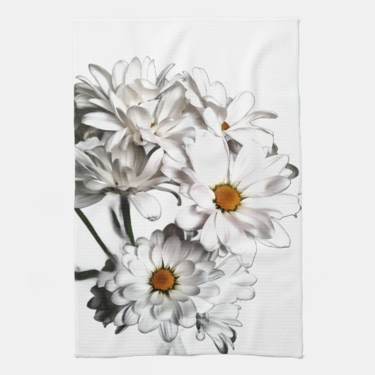 Witte Madeliefjes Bloei Keukenhanddoek – Verse Blo (Verticaal)