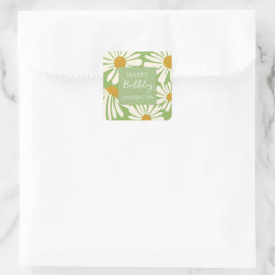 Witte Madeliefjes Bloeien – Bloementuin Verjaarda Vierkante Sticker