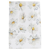 Witte Madeliefjes Bloemen Boho Botanische Waterver Medium Cadeauzakje (Achterkant)