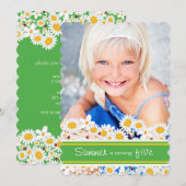 Witte madeliefjes bloemen lieveheersbeestje verjaa kaart (Voorkant / Achterkant)