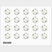 Witte Madeliefjes Bloemige Rustieke Bruiloft Ronde Sticker (Vel)