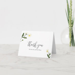 Witte Madeliefjes Bloemrijke Rustieke Bruiloft Bedankkaart