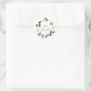 Witte Madeliefjes Bloemrijke Rustieke Bruiloft Ronde Sticker