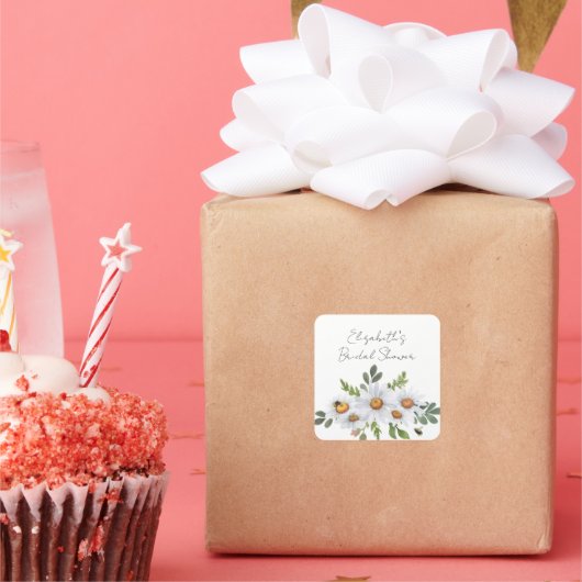 Witte madeliefjes bruidsbaby shower stickers (Feest)