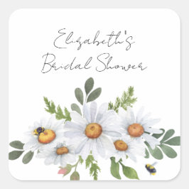 Witte madeliefjes bruidsfeest stickers