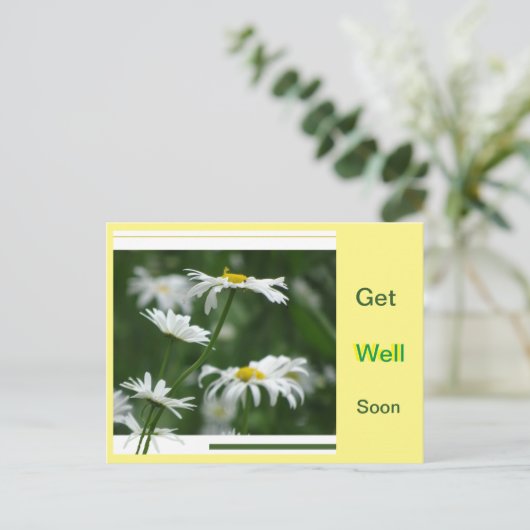 Witte Madeliefjes Collage Op Maat. Beterschap Kaar Briefkaart (Staand voorkant)