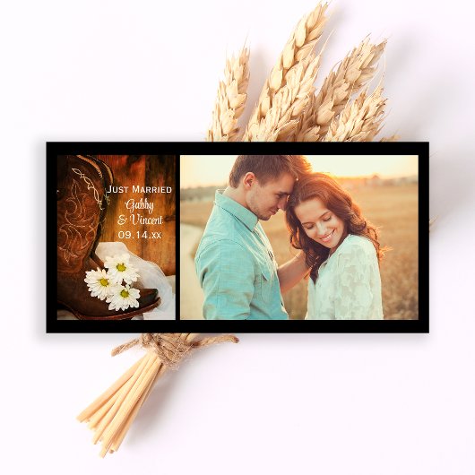 Witte Madeliefjes Cowboylaarzen Westers Net Getrou Aankondiging