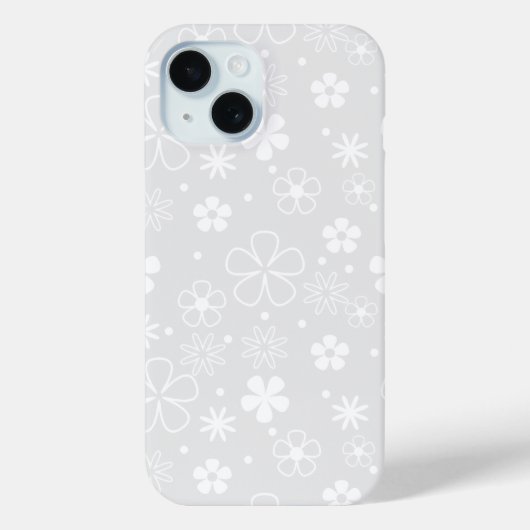 Witte Madeliefjes Doodles Op Grijs Case-Mate iPhone Case (Achterkant)