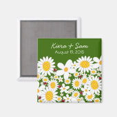 Witte madeliefjes en lieveheersbeestjes cadeau / d magneet (Voorkant / Achterkant)