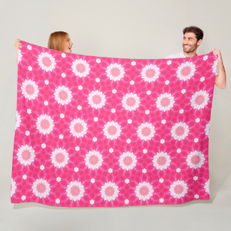 Witte madeliefjes en sterren over roze achtergrond fleece deken