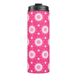 Witte madeliefjes en sterren over roze achtergrond thermosbeker