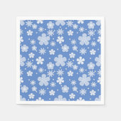 Witte madeliefjes en Stippen op blauw Servet (Voorkant)