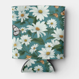 Witte madeliefjes en vlinders blikjeskoeler