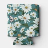 Witte madeliefjes en vlinders blikjeskoeler (Achterkant)