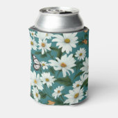 Witte madeliefjes en vlinders blikjeskoeler (Blikje Achterkant)