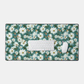 Witte madeliefjes en vlinders bureaumat (Keyboard & Muis)