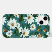 Witte madeliefjes en vlinders Case-Mate iPhone case (Achterkant (horizontaal))