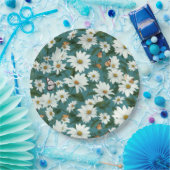 Witte madeliefjes en vlinders papieren bordje (Feest)