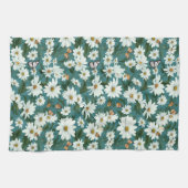Witte madeliefjes en vlinders theedoek (Horizontaal)