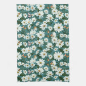 Witte madeliefjes en vlinders theedoek (Verticaal)