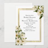 Witte Madeliefjes & Gouden Elegante Rustieke Uitno Kaart (Voorkant / Achterkant)