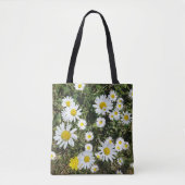 Witte madeliefjes in gras Alles over bedrukte Canv Tote Bag (Voorkant)