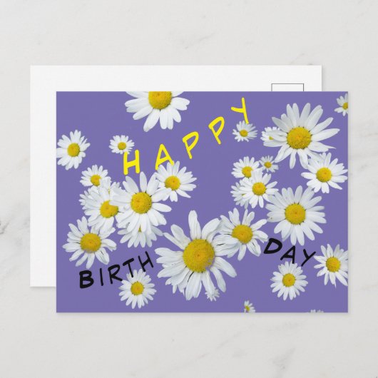 Witte Madeliefjes Klanten Kleur Gelukkige Verjaard Briefkaart (Voorkant / Achterkant)