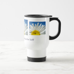 Witte Madeliefjes Koffiekopjes Blauwe lucht Goed g Reisbeker
