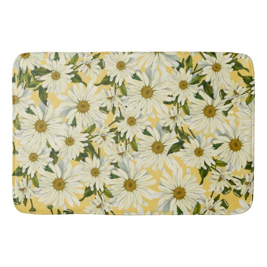 Witte Madeliefjes Madelief Bloem Geel Helder Opgew Badmat (Voorkant)