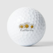 Witte madeliefjes met aangepaste naam golfballen (Voorkant)
