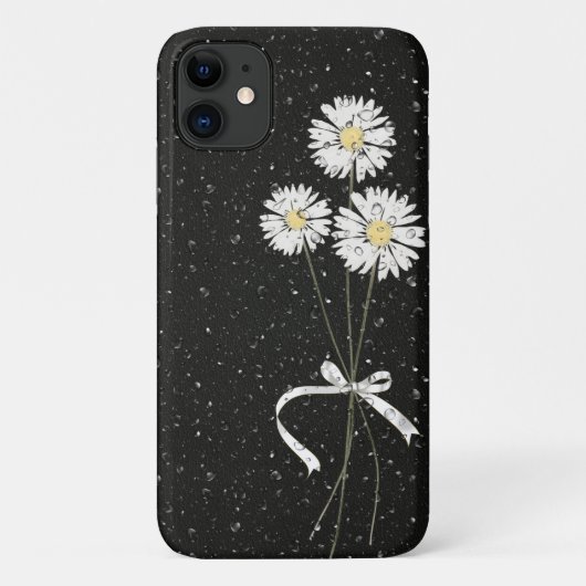 witte madeliefjes met regendruppels op zwart Case-Mate iPhone case (Achterkant)